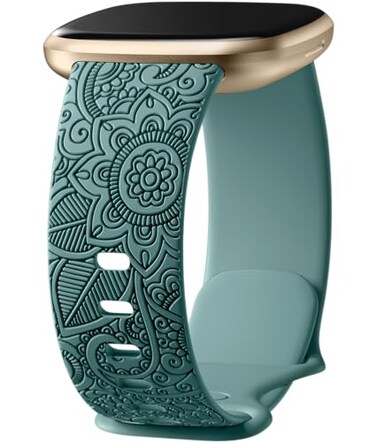 Odbeai Band compatible with Fitbit Versa 43 Bands for WomanSense 2 Sense BandsCute Fancy Boho Floral Pattern Soft Replacement Wristbands Strap for versa sense watch bands