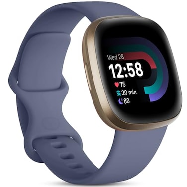 Odbeai Compatible with Fitbit SenseSense2 BandsVersa 34 Bands Women MenSoft Replacement Wristbands Sport Band Strap Accessories for Versa 34SenseSense2 SmartWatchSmall Blue Gray