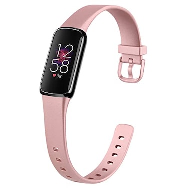Tobfit Band Replacement for Fitbit Luxe Band Sport Silicone Flexible Watch Strap Replacement Wristbands for Fitbit Luxe Bands Women Men Small Metallic Rose Gold