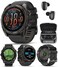 Wearable4U Garmin Fenix 8 51 mm AMOLED Multisport GPS Smartwatch Sapphire Carbon Gray DLC Titanium with BlackPebble Gray Silicone Builtin LED Flashlight Voice Control Black Earbuds Bundle