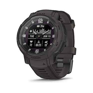 Garmin Instinct Crossover Solar Rugged Hybrid Smartwatch with Solar Charging Capabilities Analog Hands and Digital Display Graphite