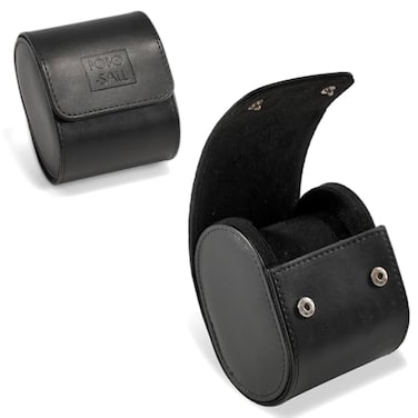 PoBoSall Single Watch Travel Case for Men Women Leather Watch Roll Case Watch Box Storage Organizer and Display Black Watch Accessories