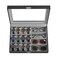 SONGMICS 16Slot Watch Box Lockable Storage Case With Glass Lid Gift Idea Ink Black Synthetic Leather Dove Gray Lining UJWB112G01