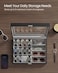 SONGMICS 16Slot Watch Box Lockable Storage Case With Glass Lid Gift Idea Ink Black Synthetic Leather Dove Gray Lining UJWB112G01