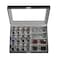 SONGMICS 16Slot Watch Box Lockable Storage Case With Glass Lid Gift Idea Ink Black Synthetic Leather Dove Gray Lining UJWB112G01