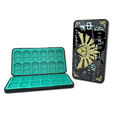 PERFECTSIGHT Switch Game Case Compatible with Nintendo Switch 2OLEDSwitch Lite 24 Switch Game Holder Cartridge Case with 24 Game 48 Micro SD Cards Storage Kingdom Badge