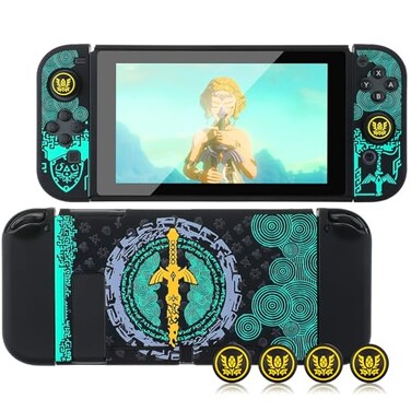 ITONGGUYUKI Dockable Protective Case Compatible with Switch Hard Shell Case cover for Switch and JoyCon Controllers ShockAbsorption and AntiScratch Design Protective Zelda tears of The Kingdom