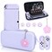 DLseego Purple Switch OLED Case Set Carrying Case with 10 Slots Babyblue Protective Dockable Hard Shell with 4PCS Cute Cat Paw Thumb Grips Caps and 1PC Flower Blossom Chain for Switch 2021 Version