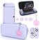 DLseego Purple Switch OLED Case Set Carrying Case with 10 Slots Babyblue Protective Dockable Hard Shell with 4PCS Cute Cat Paw Thumb Grips Caps and 1PC Flower Blossom Chain for Switch 2021 Version