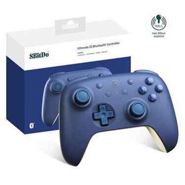 8Bitdo Ultimate 2C Bluetooth Controller Hall Effect Joystick Update for SwitchSwitch 2 with Remappable L4R4 Bumpers 6axis Motion Control Rumble Vibration and Turbo Function Dark Blue