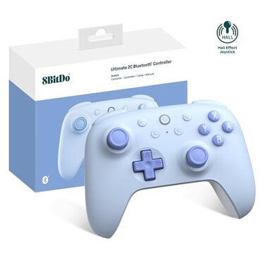 8Bitdo Ultimate 2C Bluetooth Controller Hall Effect Joystick Update for Switch with Remappable L4R4 Bumpers 6axis Motion Control Rumble Vibration and Turbo Function Blue