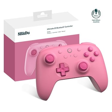 8Bitdo Ultimate 2C Bluetooth Controller Hall Effect Joystick Update for Switch with Remappable L4R4 Bumpers 6axis Motion Control Rumble Vibration and Turbo Function Pink