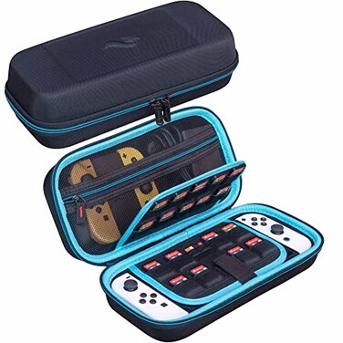 ButterFox Switch Carrying Case for Nintendo Switch OLED Fits Charger Joy Con Grip 18 Games and Protective Case BlackBlue