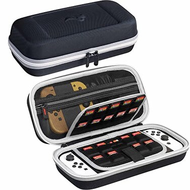ButterFox Switch Carrying Case for Nintendo Switch OLED Fits Charger Joy Con Grip 18 Games and Protective Case BlackWhite