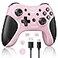 BRHE Wireless Switch Pro Controller Compatible with Nintendo SwitchLiteOLEDSwitch 2 Windows PC iOS and Android Programmable Vibrating Turbo and Wakeup with 2 Thumb Caps Included pink