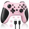 BRHE Wireless Switch Pro Controller Compatible with Nintendo SwitchLiteOLEDSwitch 2 Windows PC iOS and Android Programmable Vibrating Turbo and Wakeup with 2 Thumb Caps Included pink