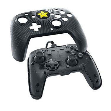 PDP Gaming Wired Pro Controller Faceplate Black Mario Star Nintendo Switch Faceoff