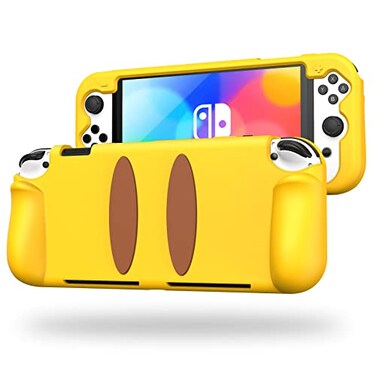 KENOBEE Silicone Case for Nintendo Switch OLED Model 2021 Soft Lightweight Ergonomic Grip Protective Cover with ShockAbsorption and AntiScratch Design for Switch OLED Console 70 Yellow