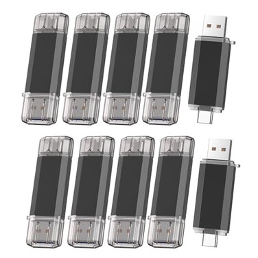 Vansuny 10 Pack 64GB USB C Flash Drive 2 in 1 OTG USB 30USB C Memory Stick with Keychain Thumb Drive Photo Stick Jump Drive for Android Smartphones Computers MacBook Tablets PC