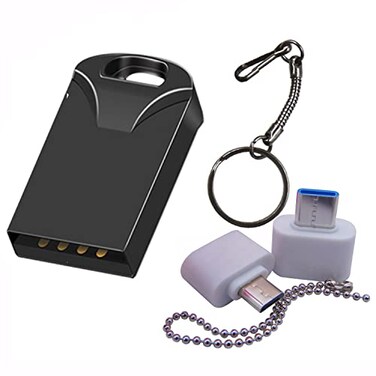 CIAUOMR 2GB Mini USB Flash Drives Memory Sticks Thumb Drive pendrives UDisk for Car Music Speaker Black 2GB with OTGTypeC Converter