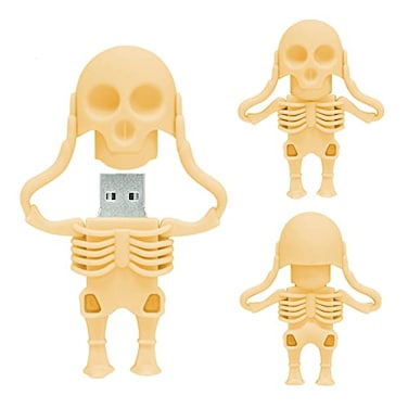 BORLTER CLAMP 32GB USB Flash Drive Cartoon Skeleton Shaped Memory Stick BorlterClamp Cool Thumb Drive Pen Drive Amazing Gifts Yellow