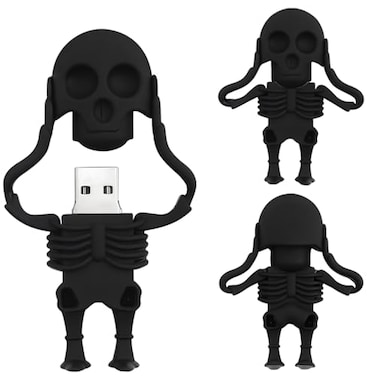 BORLTER CLAMP 64GB USB Flash Drive Cartoon Skeleton Shaped Memory Stick BorlterClamp Cool Thumb Drive Pen Drive Amazing Gifts Black