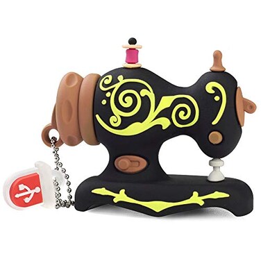 BORLTER CLAMP BorlterClamp 32GB USB Flash Drive Cute Cartoon Sewing Machine Model Memory Stick Gift for Students and Children Black