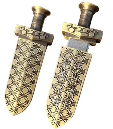 Lyqqine Metal USB Flash Drive Ancient Chinese Fish Intestine Sword Design Portable Thumb Drive PenDrive Novelty Gift for FriendsBronze Sword 128GB