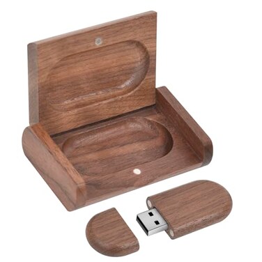 Fire Stone Novelty Wooden USB 20 Flash Drive 64GB Data Storage Memory Stick USB Stick Ellipse Pendrive with Wooden Box