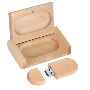 Fire Stone Novelty Wooden USB 20 Flash Drive 64GB Data Storage Memory Stick USB Stick Ellipse Pendrive with Wooden Box