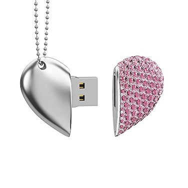 RAOYI 32GB Heart Shape USB 20 Flash Drive Crystal Memory Stick Thumb Drive Pen Drive Jump Drive Jewelry Pendant Necklace with Key ChainPink