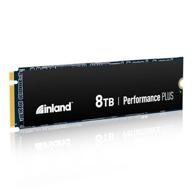 INLAND 8TB Performance Plus NVMe Internal Gaming SSD Solid State Drive Gen4 PCIe M2 2280 DRAM Cache 176Layer TLC 3D NAND Flash Up to 7100MBs