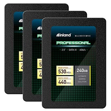 INLAND Professional 3 Pack 240GB SSD 3D NAND SATA III 6Gbs 25 7mm Internal Solid State Drive 3x240GB