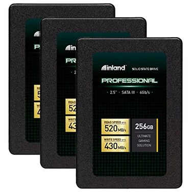 INLAND Professional 3 Pack 256GB SSD SATA III 6Gbs 25 7mm TLC 3D NAND Internal Solid State Drive 3x256GB