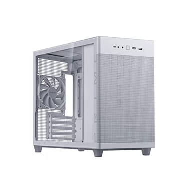 ASUS Prime AP201 White Micro ATX PC Case SFF Ready Compact Design PreInstalled Fan ToolFree Side Panels 360mm Radiator Support GPU Support up to 338mm ATX PSU Compatible