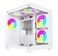 Apevia PrismWH Prism MicroATX Gaming PC Cube Case w 5X 120mm ARGB Fans 366 RGB Modes Dual Tempered Glass Panels 240mm Radiator Support 1X USB30 2X USB 20 HD Audio Port White
