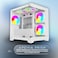 Apevia PrismWH Prism MicroATX Gaming PC Cube Case w 5X 120mm ARGB Fans 366 RGB Modes Dual Tempered Glass Panels 240mm Radiator Support 1X USB30 2X USB 20 HD Audio Port White