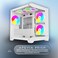 Apevia PrismWH Prism MicroATX Gaming PC Cube Case w 5X 120mm ARGB Fans 366 RGB Modes Dual Tempered Glass Panels 240mm Radiator Support 1X USB30 2X USB 20 HD Audio Port White