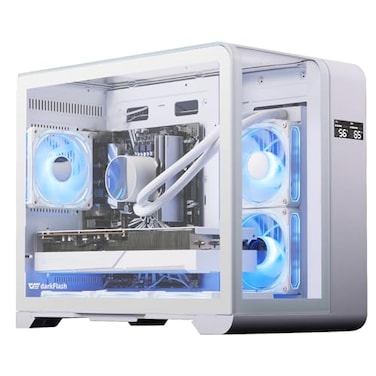 darkFlash MATX Gaming PC Case with Screen Three Side Glass MicroATX Case Curved Full View Dual 3 PWM ARGB Fans Computer Case PreInstalled Type C RTX 40 Compatible WhiteL280M