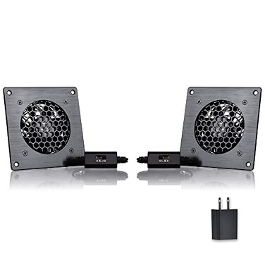 SCCCF USB Cabinet 80MM Fan Quiet Cooling Fan System 4 with Speed Control for Home Theater AV Cabinets 2PACK