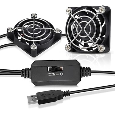 GDSTIME 2Pack 50mm USB Fans with 3 Speed Control Mini 5V DC Brushless Computer Cooling Fan for Projector VR Gear Raspberry Pi TV Box Small Appliances Series Replacement