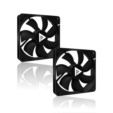 Apevia 120mm Silent PC Case Fan 2Pack AF212SBK High Airflow 5767 CFM Low Noise 247 dBA 4Pin Molex 3Pin Motherboard Connector 1350 RPM Cooling Fans