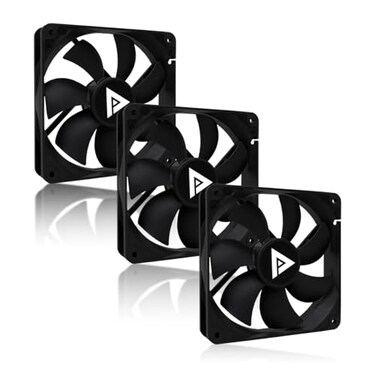Apevia 120mm Silent PC Case Fan 3Pack AF312SBK High Airflow 5767 CFM Low Noise 247 dBA 4Pin Molex 3Pin Motherboard Connector 1350 RPM Cooling Fans