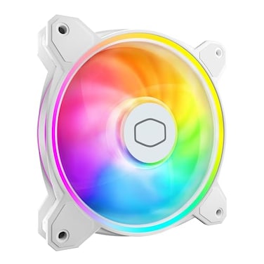 Cooler Master MF140 Halo White PC Case Liquid Cooler Air Cooler Fan 140mm Fan DualLoop aRGB Rings Dynamic PWM 2050 RPM Air Balance Blades aRGB Lighting Hybrid Frame