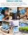 GDSTIME 140mm USB Fan with 3 Speed Control 5V Powered DC Brushless Computer Case Fans 140x140x25mm for Receiver DVR PlayStation Xbox Computer Cabinet Cooling