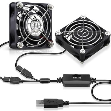 GDSTIME 2Pack 60mm x 15mm USB Fan with 3 Speed Control 5V Brushless DC Cooling Fans for PC Computer Case Cooler Raspberry Pi Radiator Ventilation