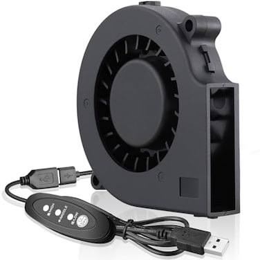 GDSTIME 75mm USB Blower Fan with 3 Speeds Control 7515 5V DC Brushless Turbine Turbo Cooling Fan for Helmet Laptop 3D Printer Ventilaiton