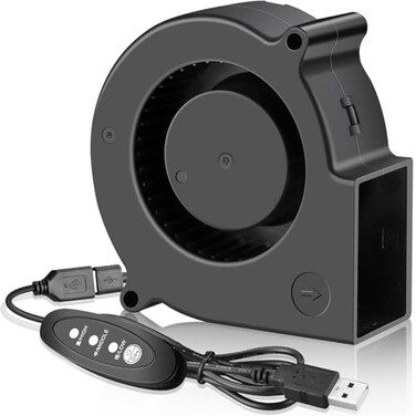 GDSTIME 75mm X 30mm USB Blower Fan with 3 Speeds Control 5V Powered DC Brushless Turbine Turbo Cooling Fan