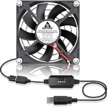 GDSTIME USB Connector 80mm x 80mm x 15mm DC 5V Power 3 Inch Brushless Cooling Fan