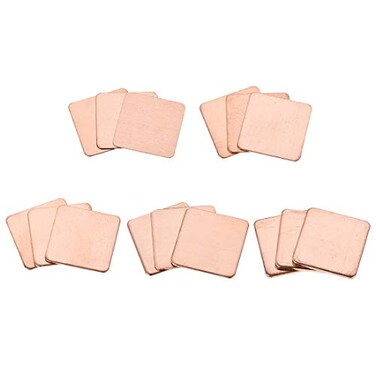 uxcell Flat IC Chipset Thermal Copper Heatsink for CPU GPU RAM 20 x 20mm with Thickness 0305081015mm Total 15pcs